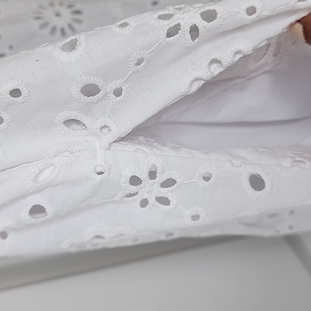 Time And True Womens Sleevless Cotton Blend Tiered Eyelet White Mini Dress - Picture 5 of 12